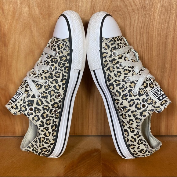 Youth 2 Converse All Star Low Sneakers Tan Cheetah SEF1051 - Picture 6 of 8